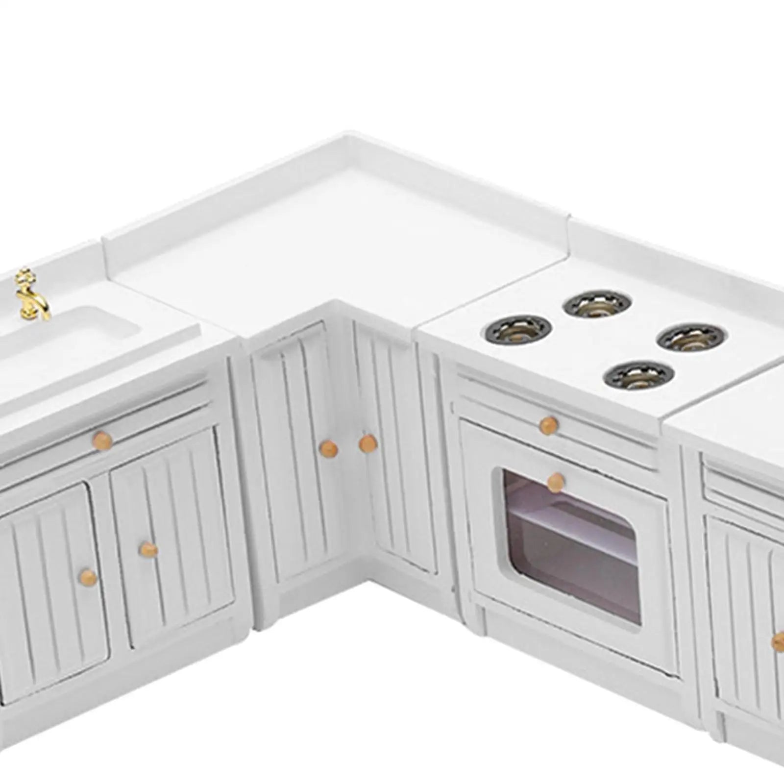 Palu Home and Kitchen Brand Dollhouse Miniature Kitchen Full Deluxe Kit Birch Wood Kitchen Cabinet Modern Furniture DIY