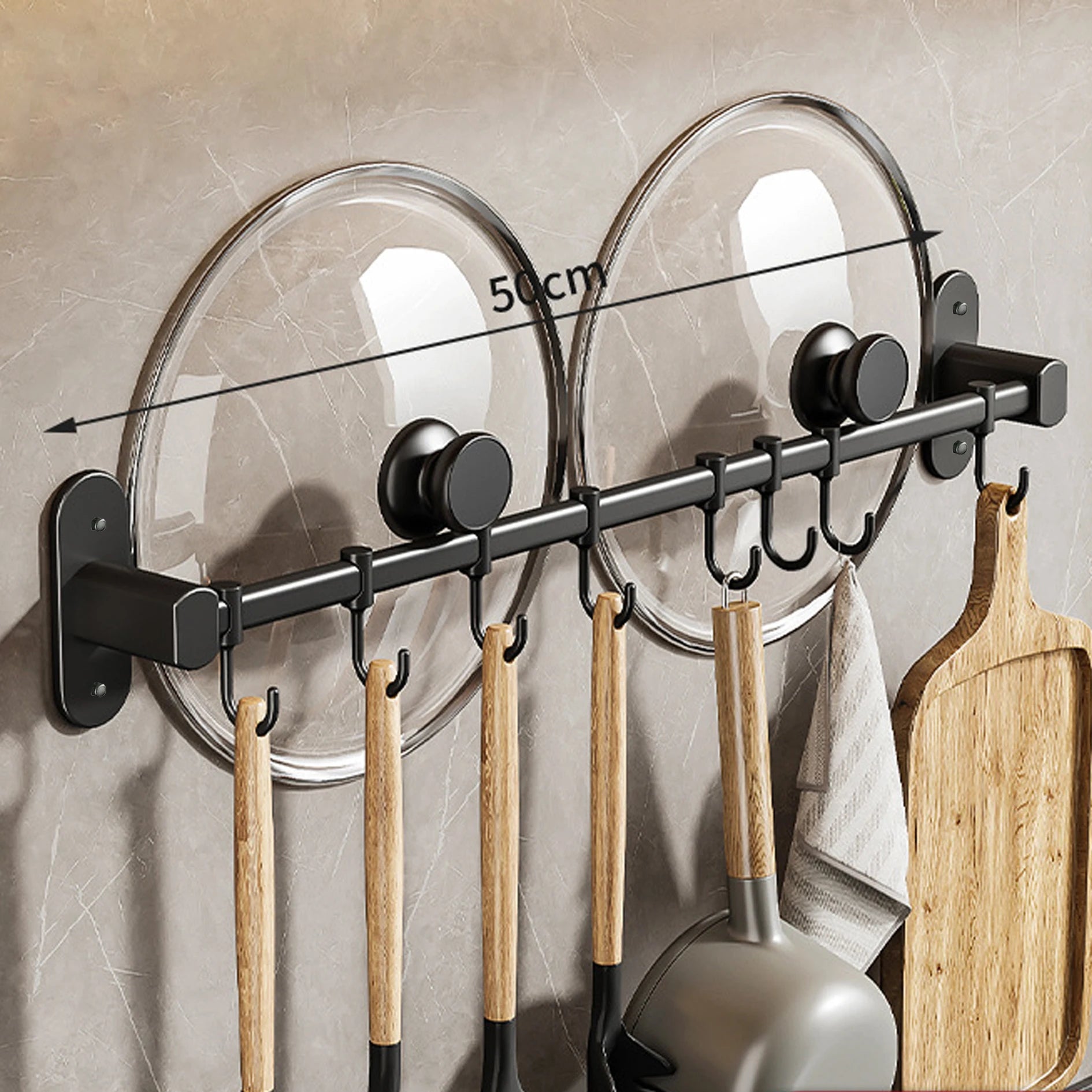 Palu Home and Kitchen Brand 1 Piece Kitchen Facilities Storage Kitchen Pot Cover Knives And Other Kitchen Supplies Wall-Mounted Closet Rack With Hooks