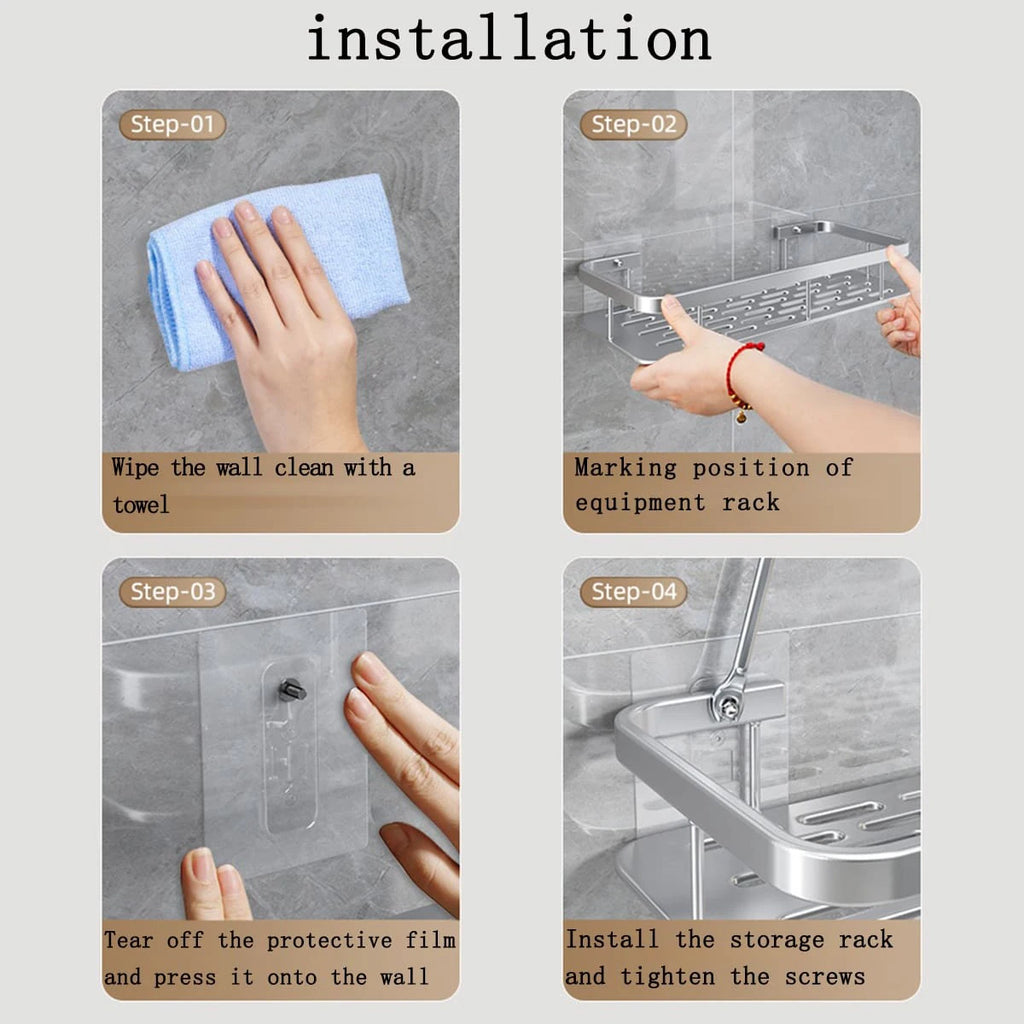 Palu Home and Kitchen 1 Piece Non perforated space aluminum bathroom storage rack toilet bathroom bathroom storage rack wall mounted bathroom corner