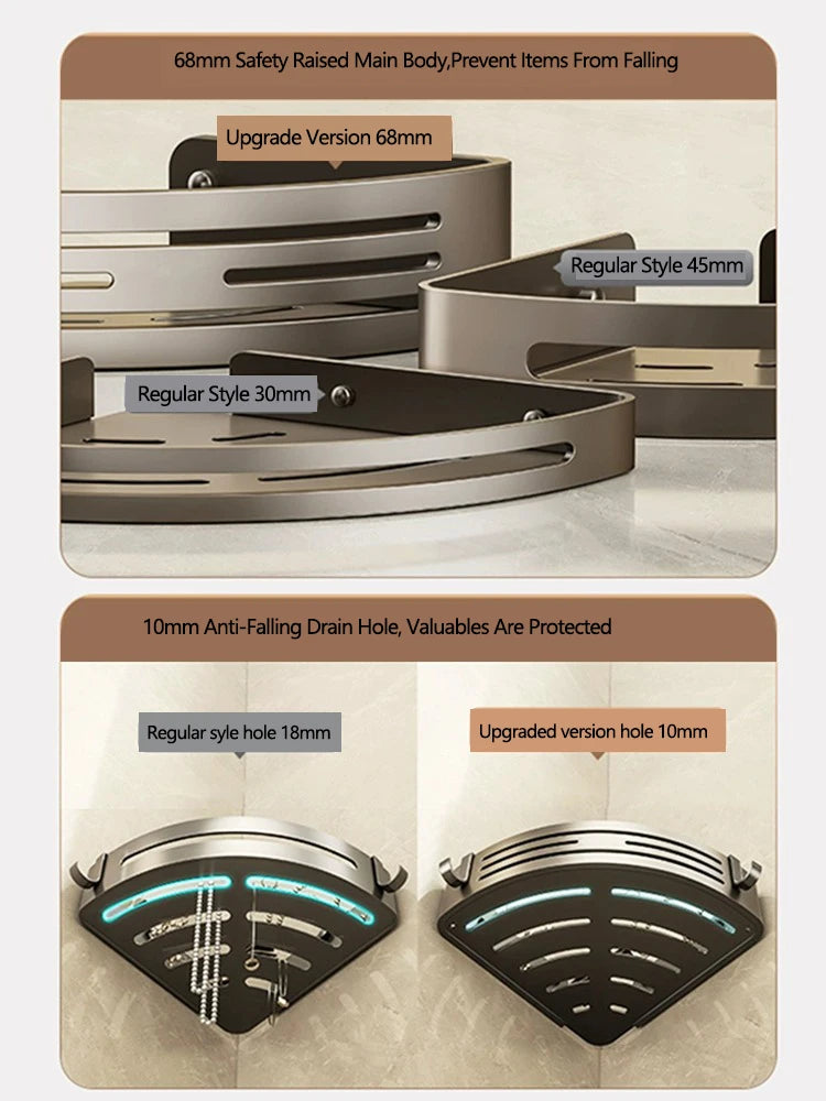 Bathroom Corner 2 Tier Shelf Bathroom Organizer And Storage Bathroom Accessory 3-Tier Shelf Without Drilling Bathroom Shelves