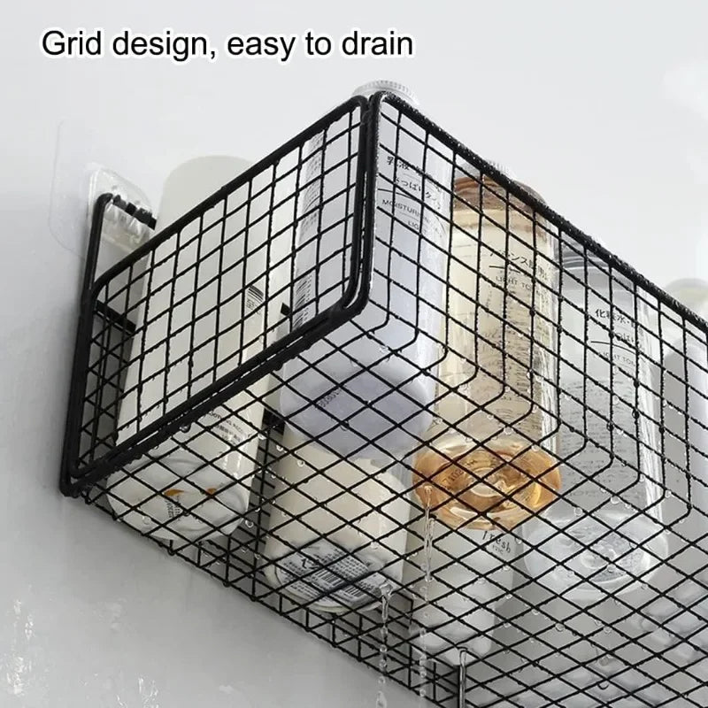 Palu Home and Kitchen Organiser Multifunctional Toiletries Organiser No-Punch Bathroom Shelf Bathroom Kitchen Wall Mount Storage Rack