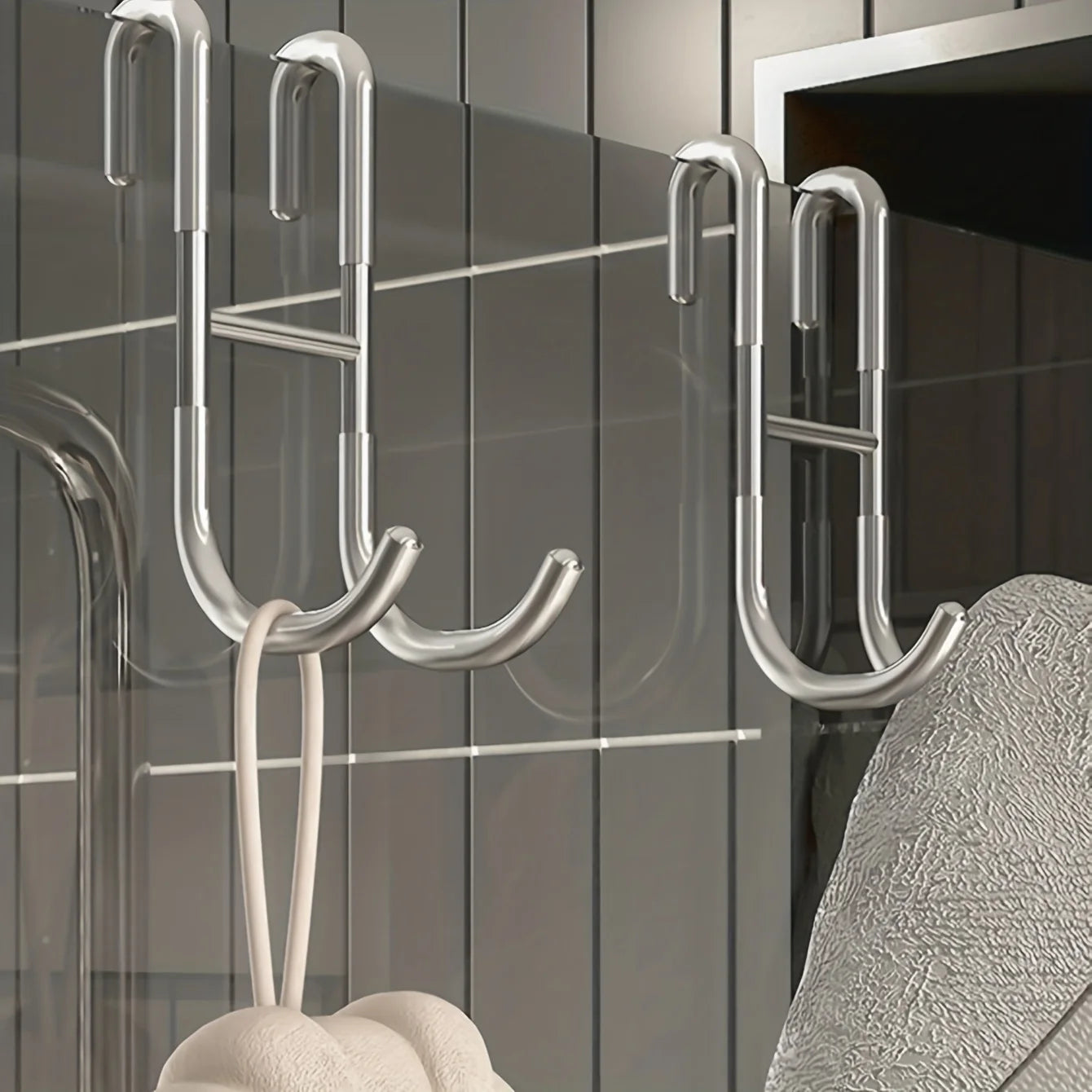 Palu Home and Kitchen Stainless Steel S-shaped Hook Bathroom Hook Bathroom Shower Curtain Hook Bathroom Accessories Bathroom Organizers Storage