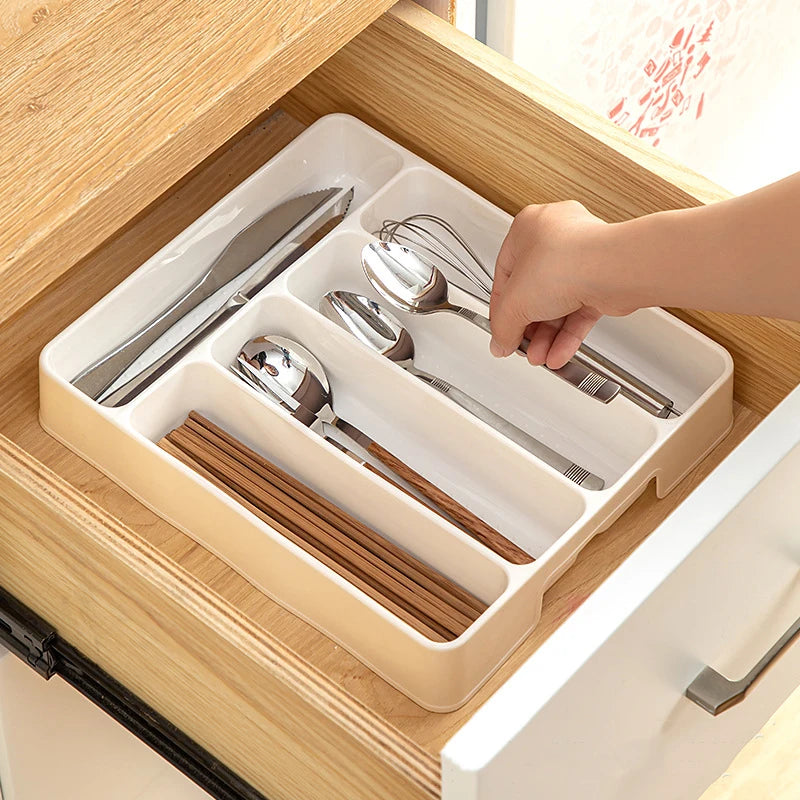 Palu Home and Kitchen Brand 4/5 Grid Kitchen Cabinets Chopsticks And Tableware Storage Box Knife Fork Spoon Divider Organizer Knife Fork Drawer Storage