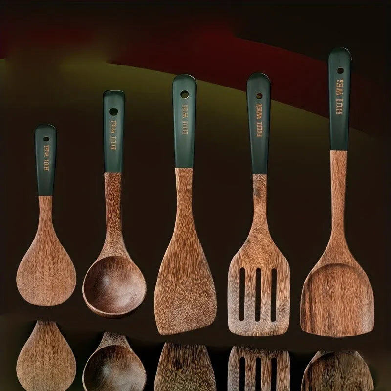 Palu Home and Kitchen Brand A set of wooden kitchen utensils such as spatula, cooking special, household non-stick pan, heat-resistant and durable cookware