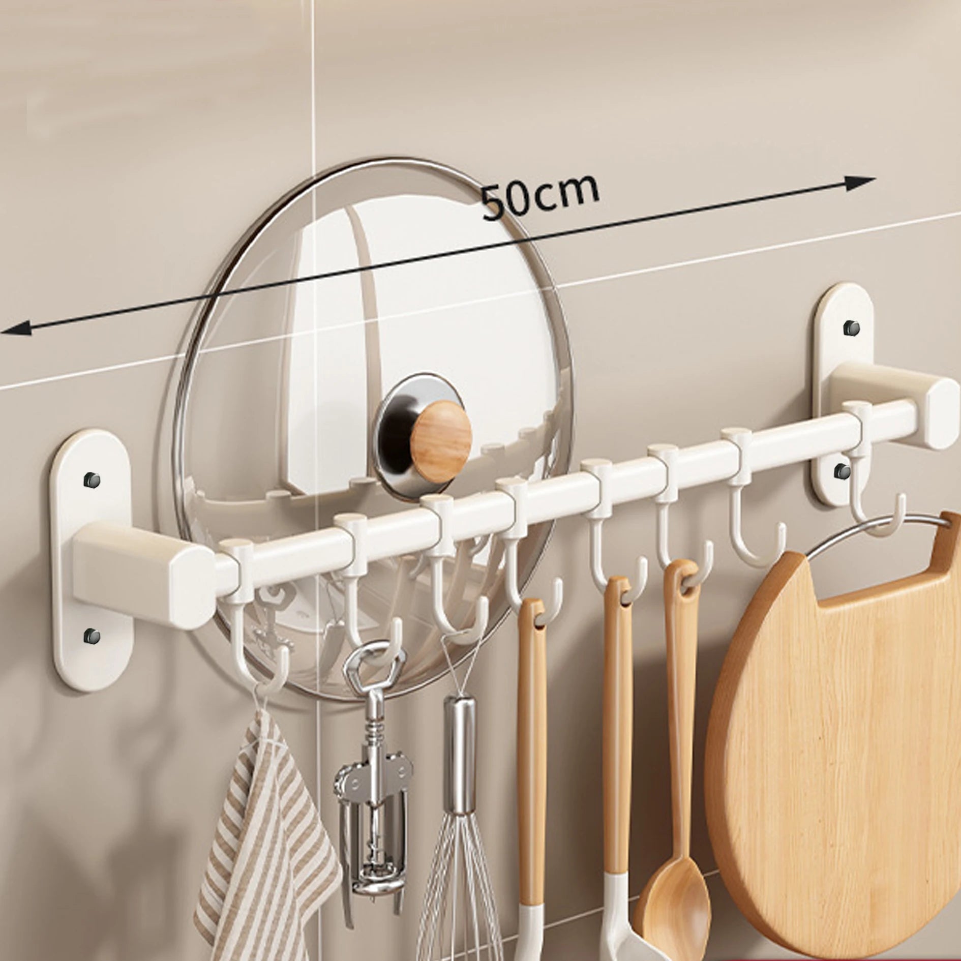 Palu Home and Kitchen Brand 1 Piece Kitchen Facilities Storage Kitchen Pot Cover Knives And Other Kitchen Supplies Wall-Mounted Closet Rack With Hooks