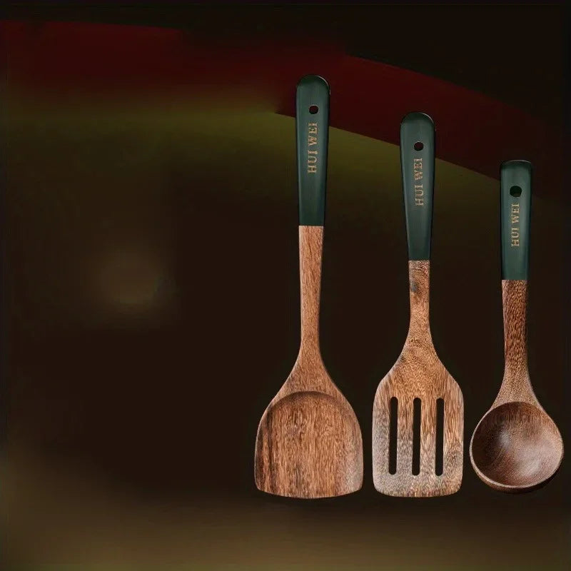 Palu Home and Kitchen Brand A set of wooden kitchen utensils such as spatula, cooking special, household non-stick pan, heat-resistant and durable cookware