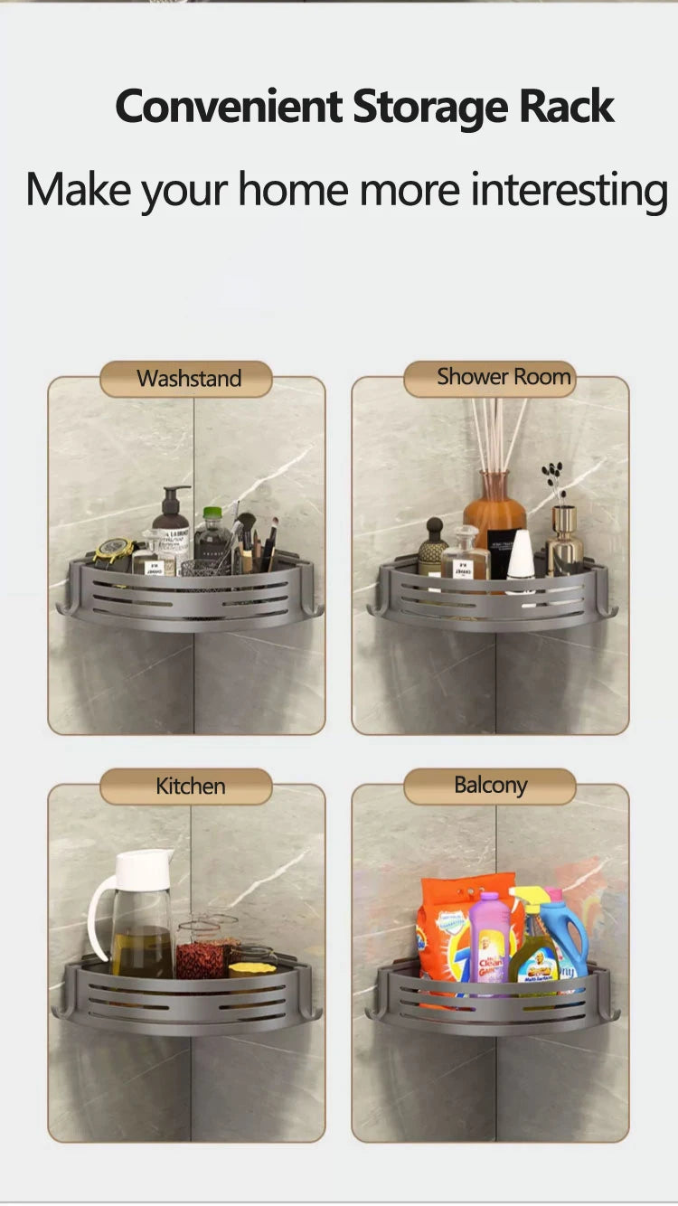 Bathroom Corner 2 Tier Shelf Bathroom Organizer And Storage Bathroom Accessory 3-Tier Shelf Without Drilling Bathroom Shelves