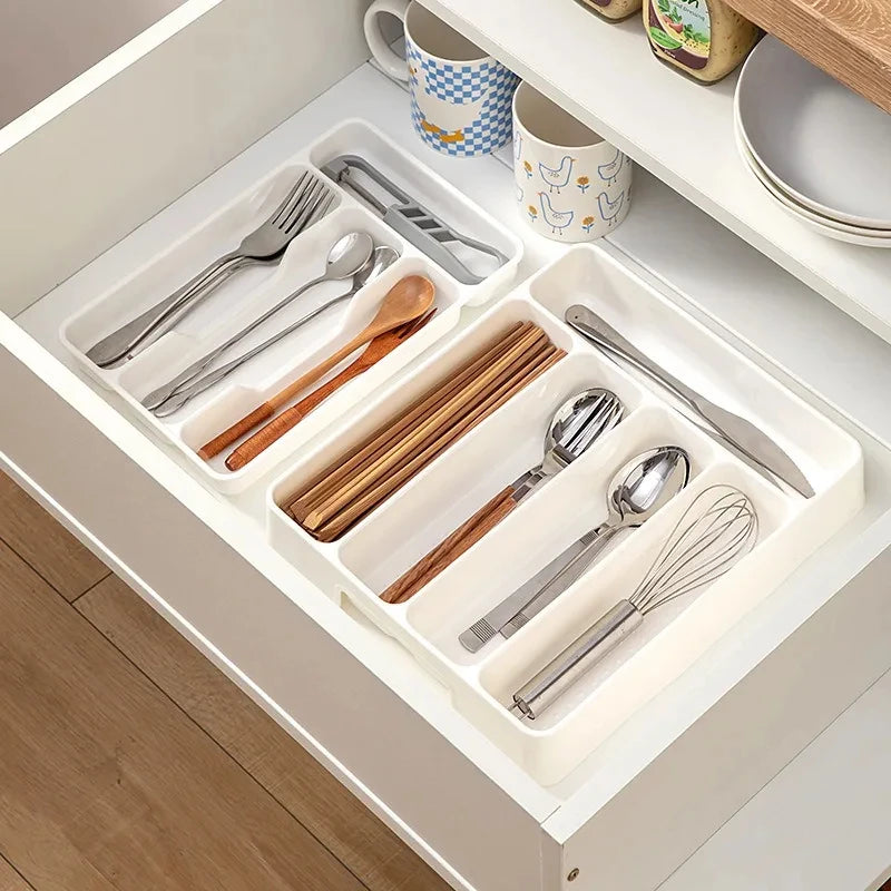 Palu Home and Kitchen Brand 4/5 Grid Kitchen Cabinets Chopsticks And Tableware Storage Box Knife Fork Spoon Divider Organizer Knife Fork Drawer Storage