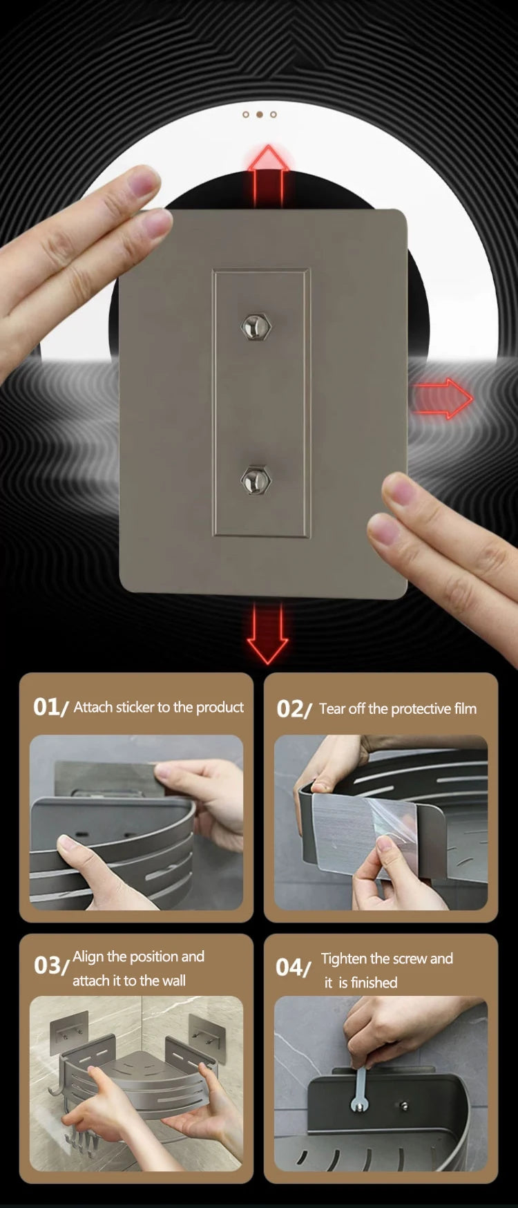 Bathroom Corner 2 Tier Shelf Bathroom Organizer And Storage Bathroom Accessory 3-Tier Shelf Without Drilling Bathroom Shelves