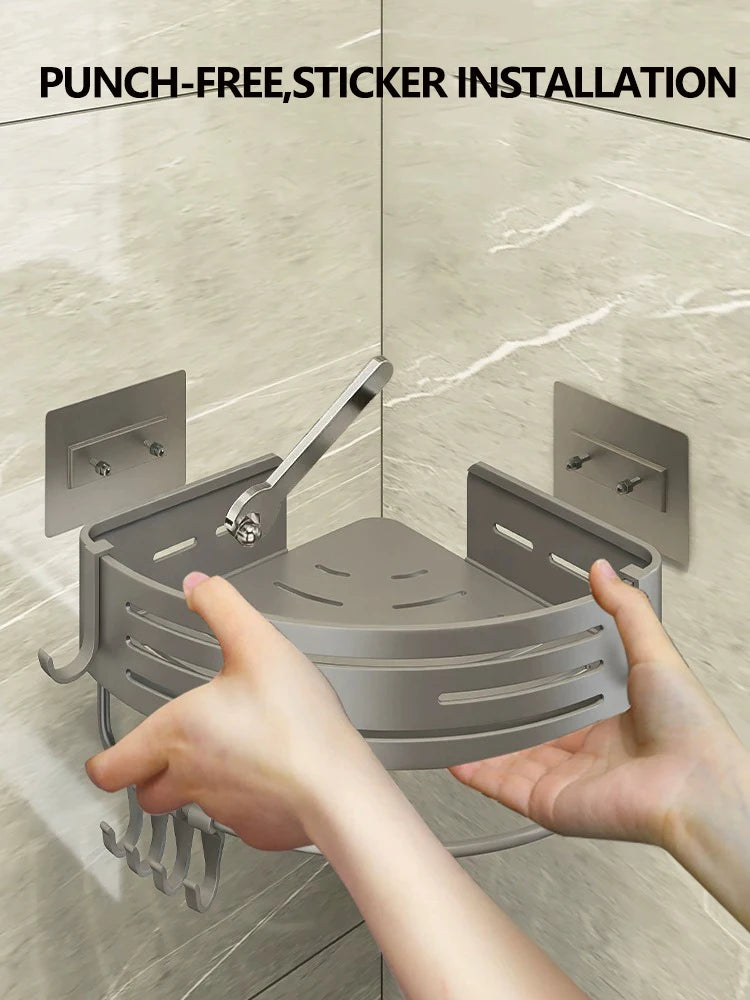 Bathroom Corner 2 Tier Shelf Bathroom Organizer And Storage Bathroom Accessory 3-Tier Shelf Without Drilling Bathroom Shelves