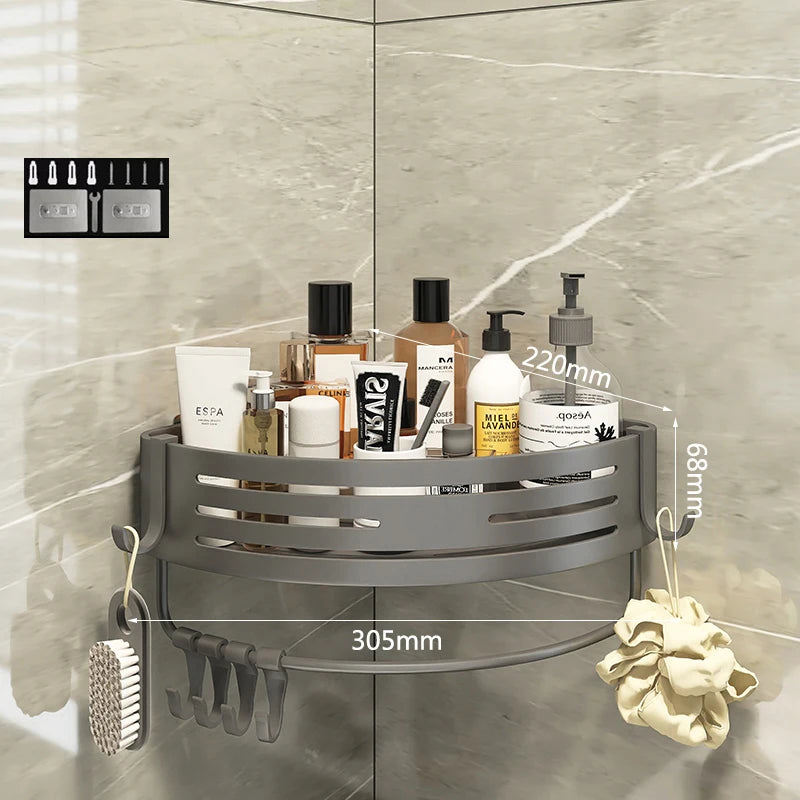 Bathroom Corner 2 Tier Shelf Bathroom Organizer And Storage Bathroom Accessory 3-Tier Shelf Without Drilling Bathroom Shelves