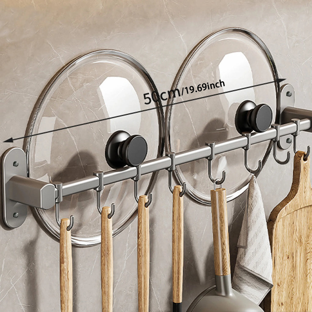 Palu Home and Kitchen Brand 1 Piece Kitchen Facilities Storage Kitchen Pot Cover Knives And Other Kitchen Supplies Wall-Mounted Closet Rack With Hooks