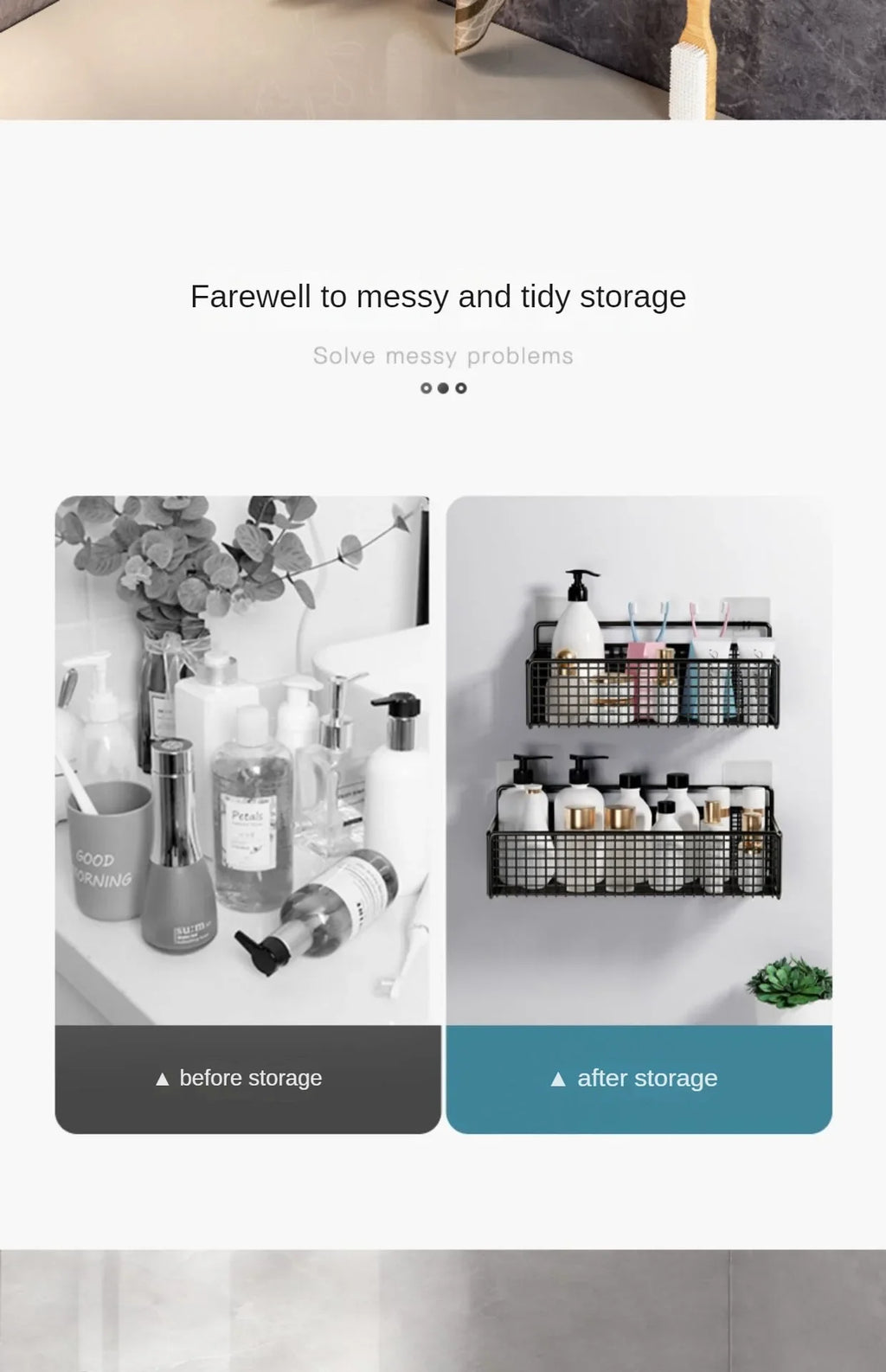 Palu Home and Kitchen Organiser Multifunctional Toiletries Organiser No-Punch Bathroom Shelf Bathroom Kitchen Wall Mount Storage Rack