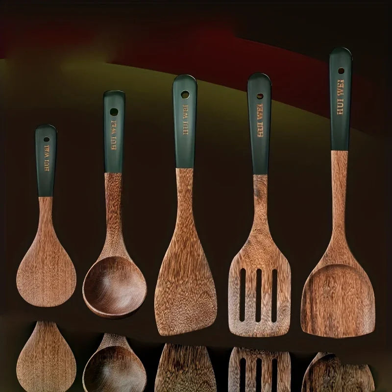 Palu Home and Kitchen Brand A set of wooden kitchen utensils such as spatula, cooking special, household non-stick pan, heat-resistant and durable cookware
