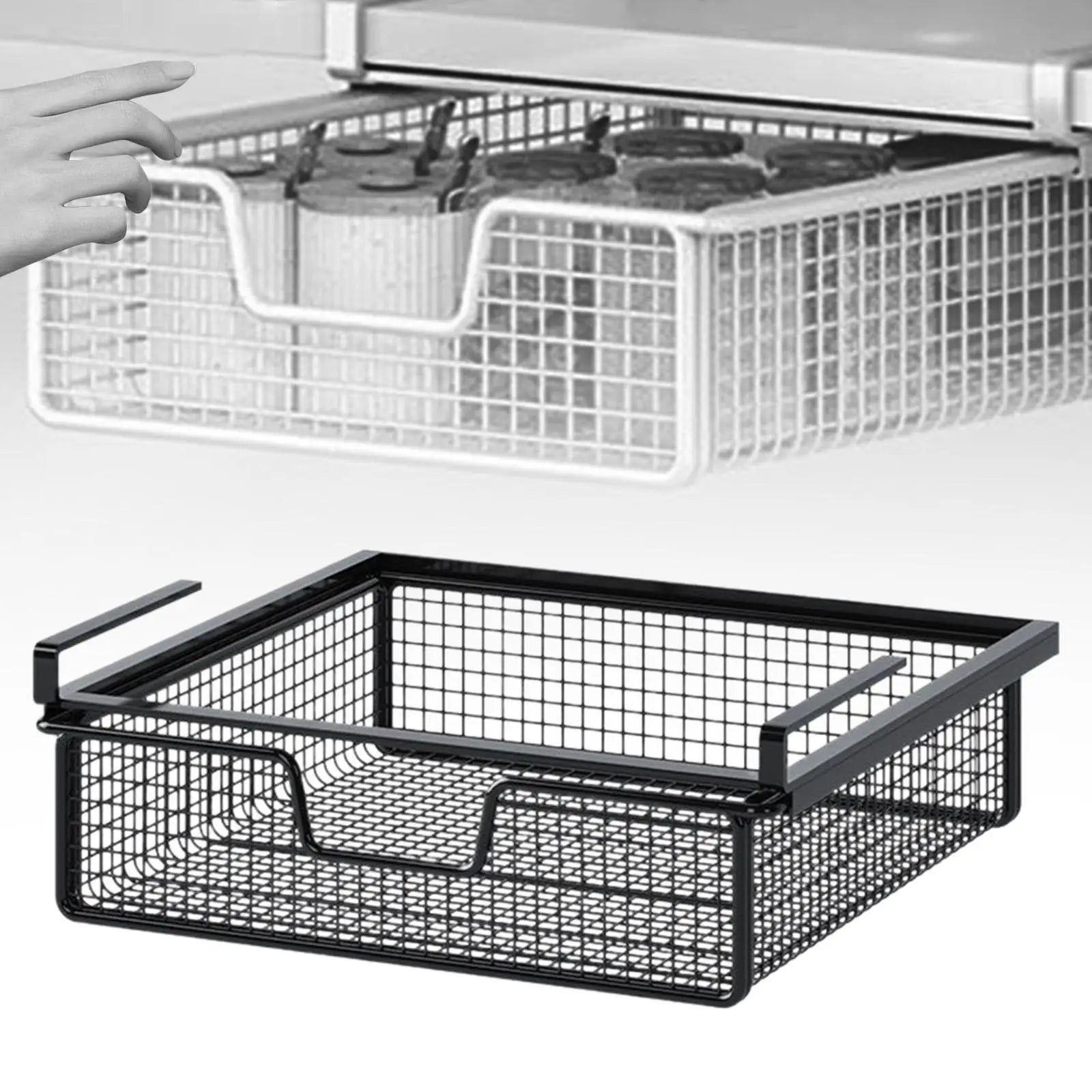 Palu Home and Kitchen Brand Kitchen Under Cabinet Basket Multifunction Hanging Rack Under Shelf Storage Basket for Cupboard Pantry Desk Cabinet Kitchen