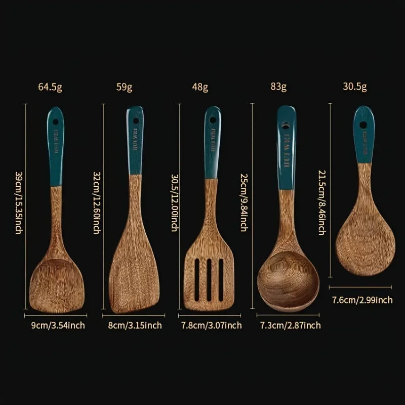 Palu Home and Kitchen Brand A set of wooden kitchen utensils such as spatula, cooking special, household non-stick pan, heat-resistant and durable cookware