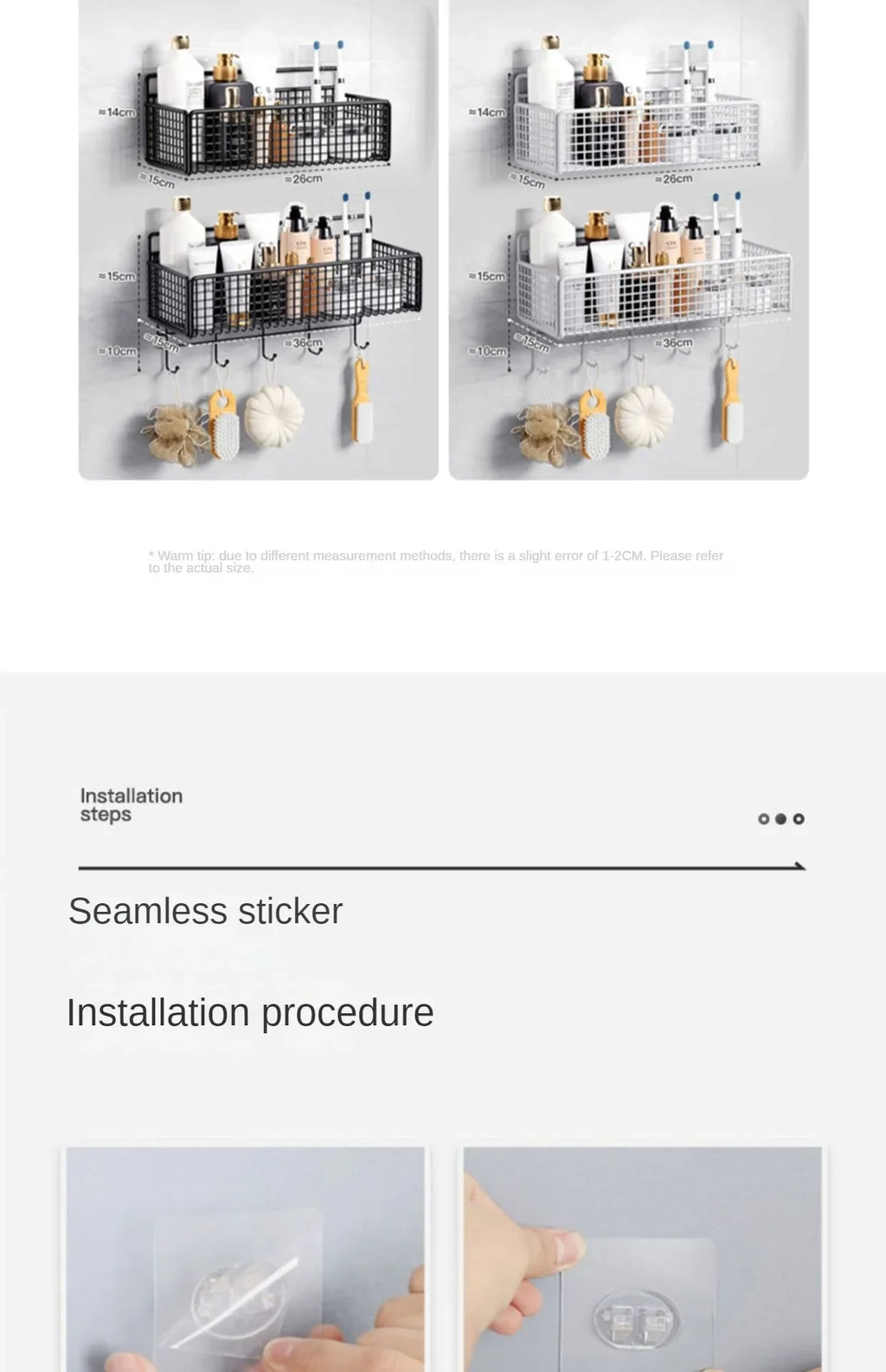 Palu Home and Kitchen Organiser Multifunctional Toiletries Organiser No-Punch Bathroom Shelf Bathroom Kitchen Wall Mount Storage Rack