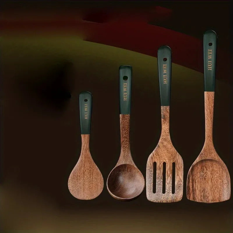 Palu Home and Kitchen Brand A set of wooden kitchen utensils such as spatula, cooking special, household non-stick pan, heat-resistant and durable cookware