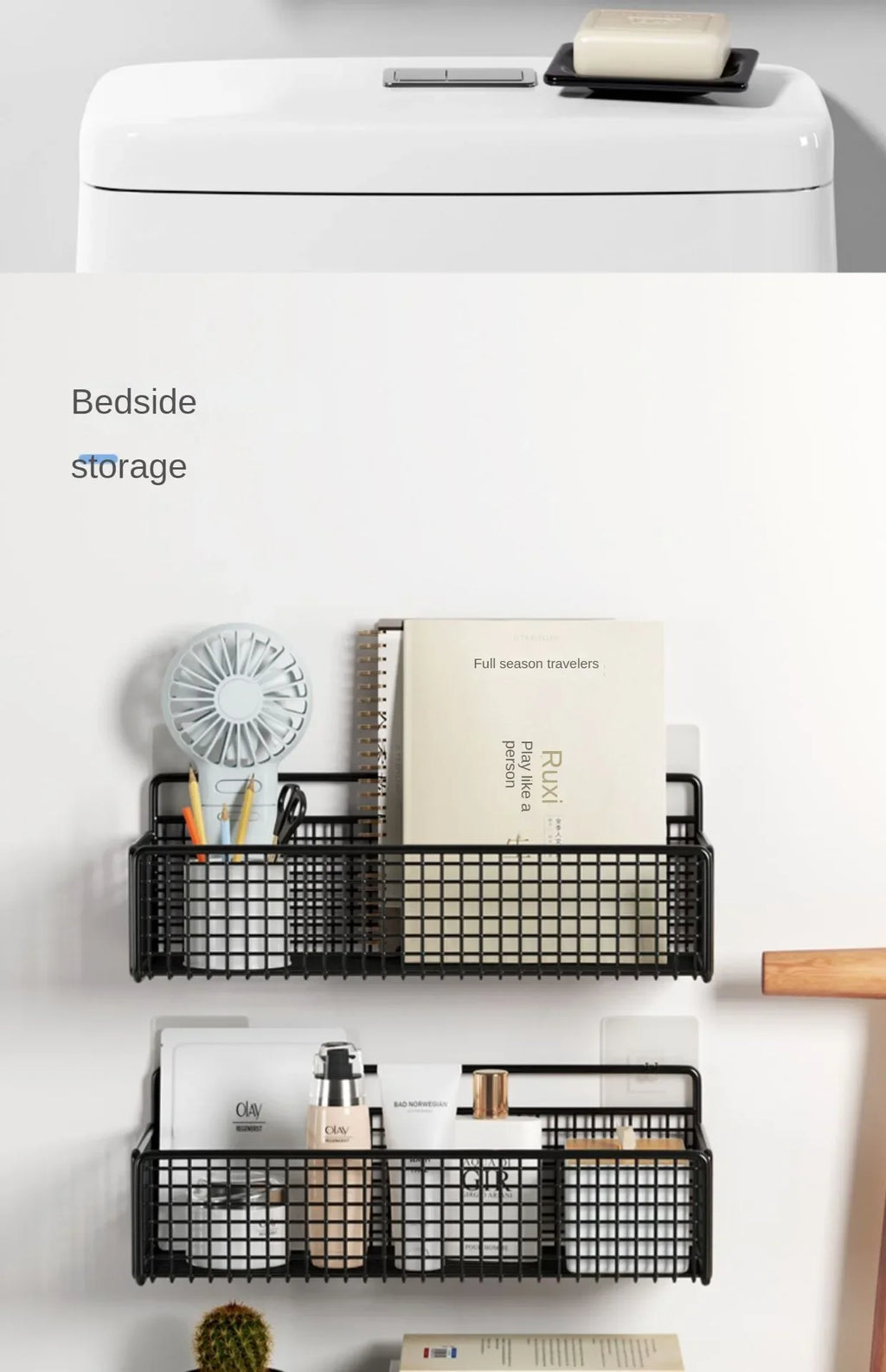 Palu Home and Kitchen Organiser Multifunctional Toiletries Organiser No-Punch Bathroom Shelf Bathroom Kitchen Wall Mount Storage Rack