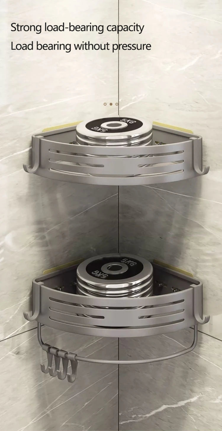 Bathroom Corner 2 Tier Shelf Bathroom Organizer And Storage Bathroom Accessory 3-Tier Shelf Without Drilling Bathroom Shelves