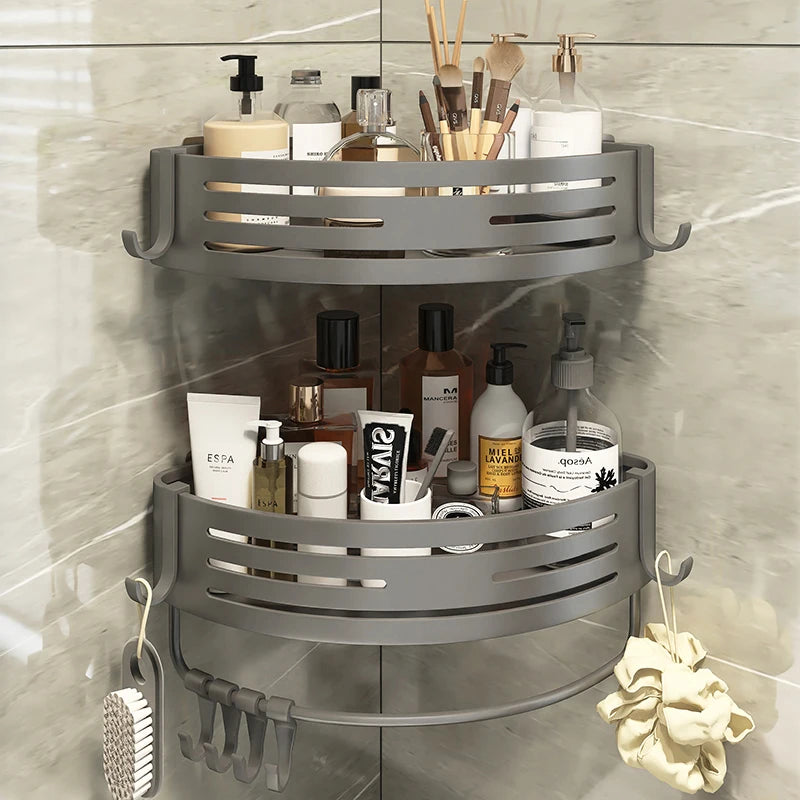Bathroom Corner 2 Tier Shelf Bathroom Organizer And Storage Bathroom Accessory 3-Tier Shelf Without Drilling Bathroom Shelves