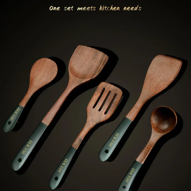 Palu Home and Kitchen Brand A set of wooden kitchen utensils such as spatula, cooking special, household non-stick pan, heat-resistant and durable cookware