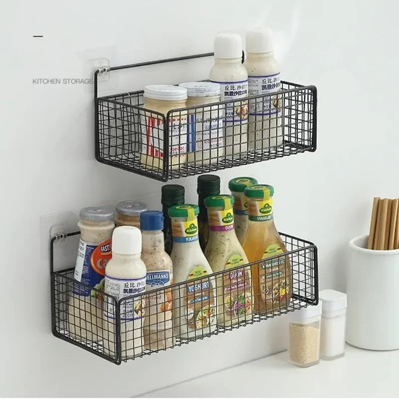 Palu Home and Kitchen Organiser Multifunctional Toiletries Organiser No-Punch Bathroom Shelf Bathroom Kitchen Wall Mount Storage Rack
