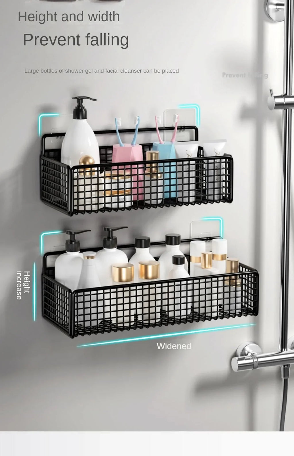 Palu Home and Kitchen Organiser Multifunctional Toiletries Organiser No-Punch Bathroom Shelf Bathroom Kitchen Wall Mount Storage Rack
