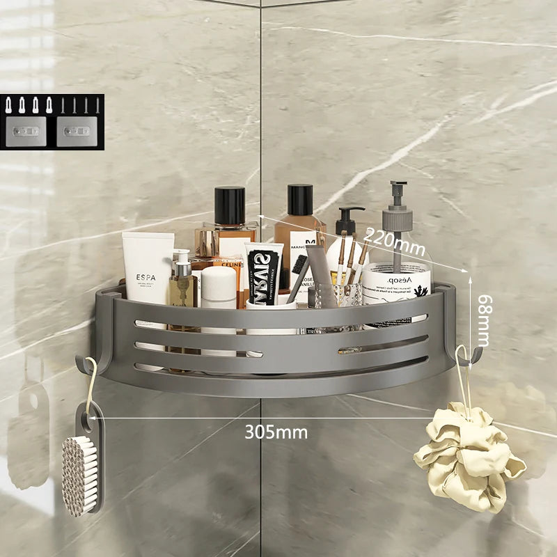 Bathroom Corner 2 Tier Shelf Bathroom Organizer And Storage Bathroom Accessory 3-Tier Shelf Without Drilling Bathroom Shelves