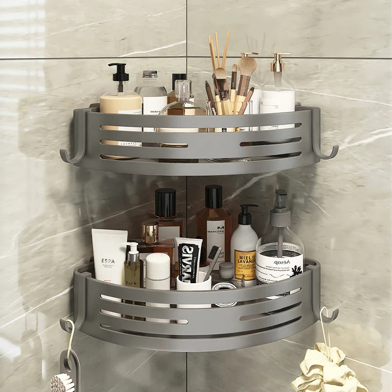 Bathroom Corner 2 Tier Shelf Bathroom Organizer And Storage Bathroom Accessory 3-Tier Shelf Without Drilling Bathroom Shelves